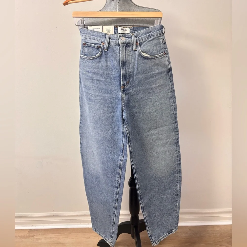 Agolde Ultra High Rise Curved Taper Blue Balloon Jeans 25 - Picture 3 of 6